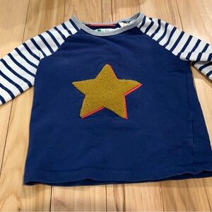 Baby Boden Blue and White Striped Shirt with Star